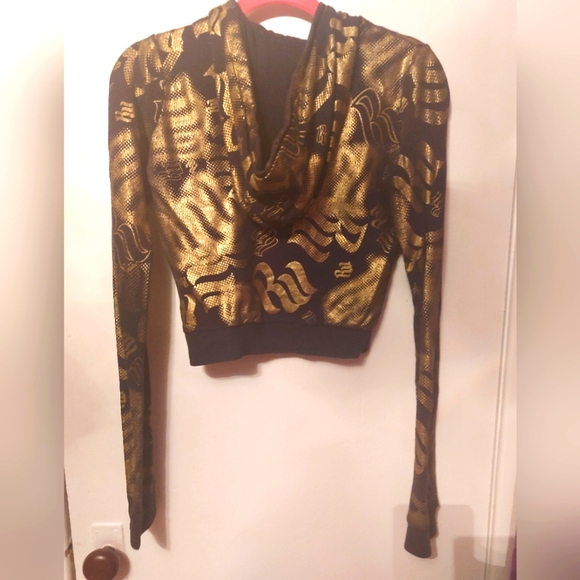 Y2K Gold/Black ROCAWEAR  Extra-Small Hooded Cardigan - Picture 2 of 2
